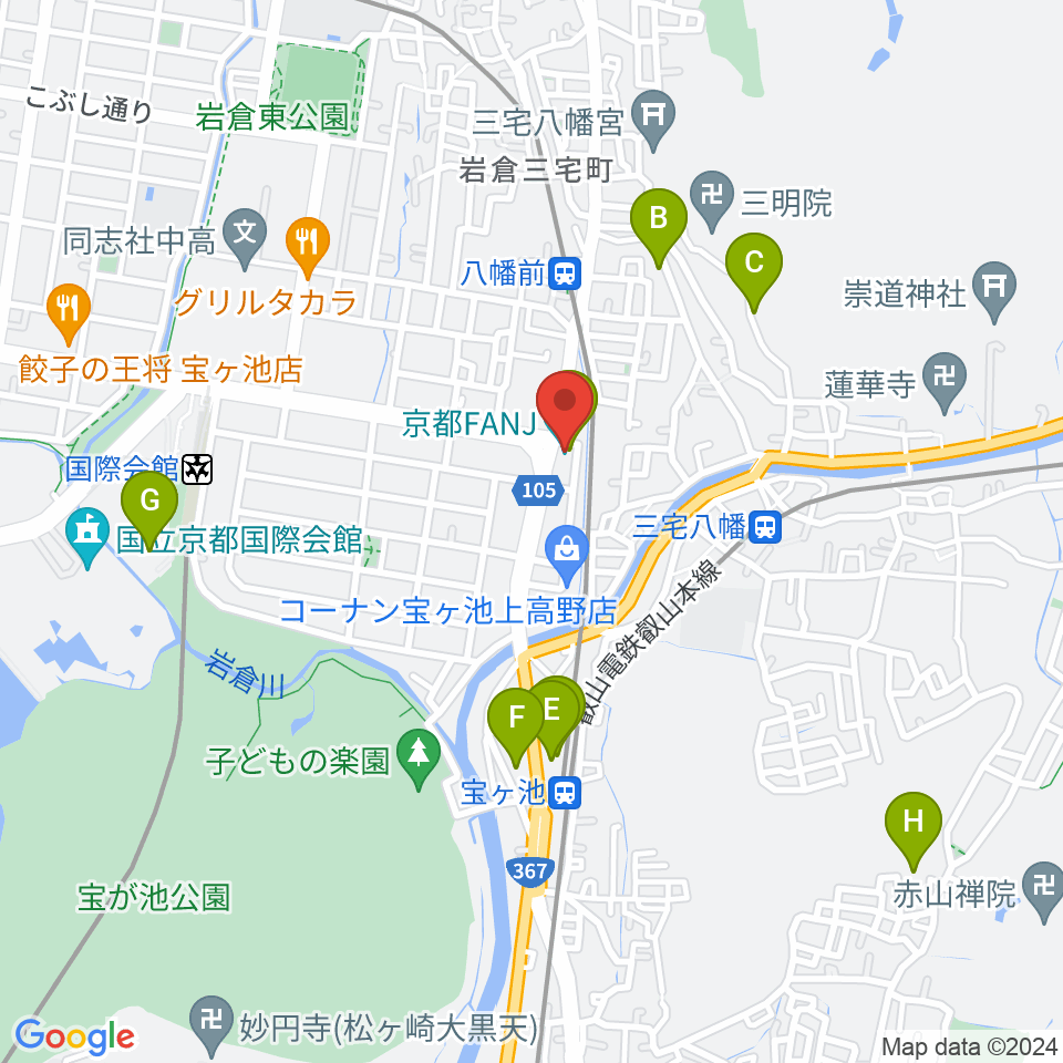 京都FANJ周辺のホテル一覧地図