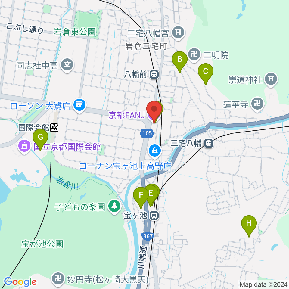 京都FANJ周辺のホテル一覧地図