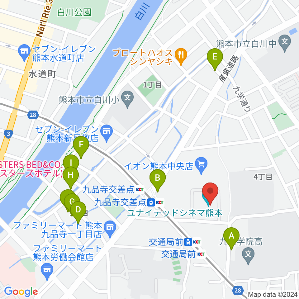 熊本カルチャーセンター周辺のホテル一覧地図