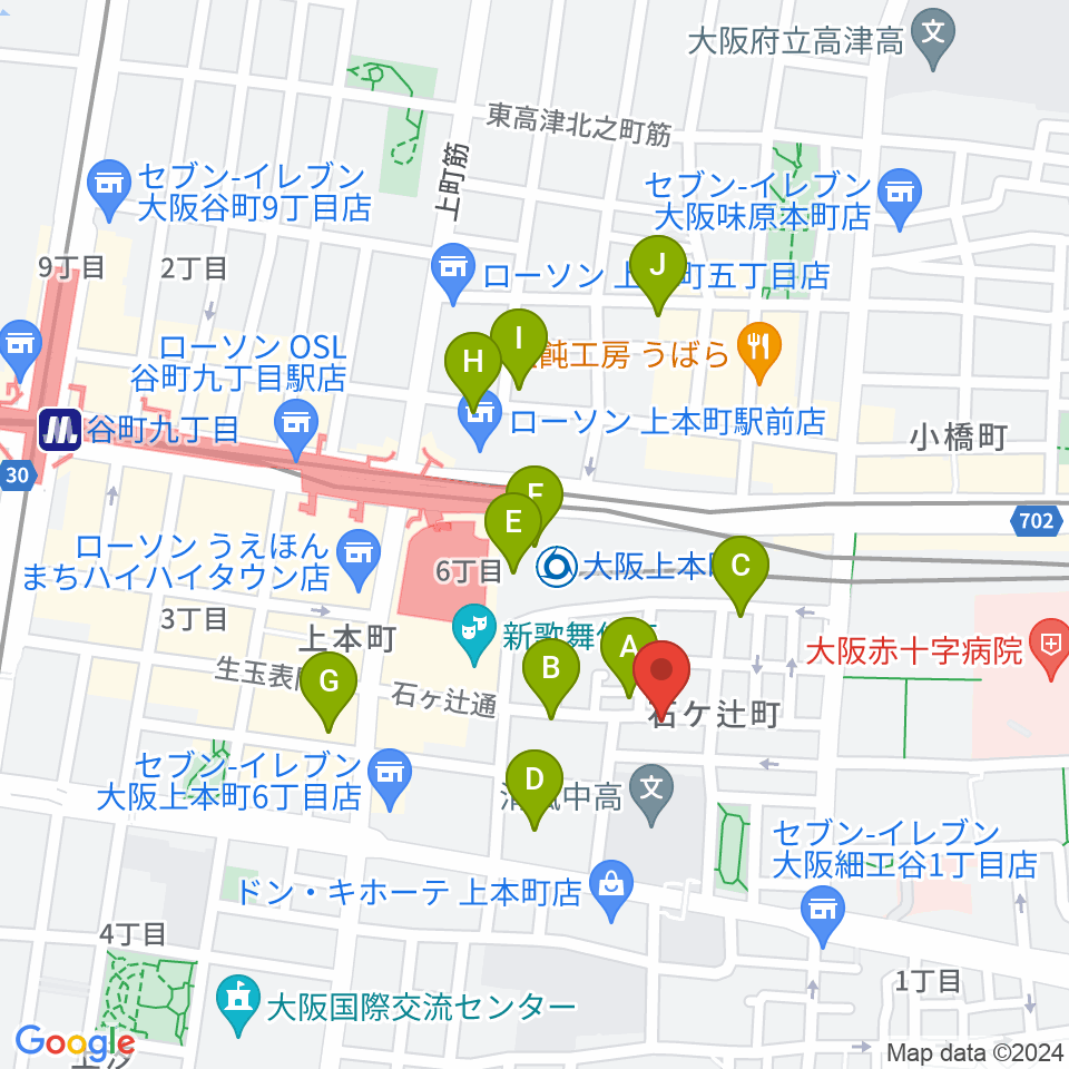 MUSICA VITA音楽教室 上本町校周辺のホテル一覧地図