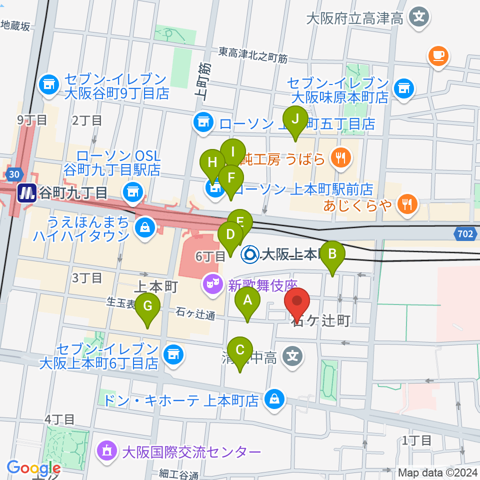 MUSICA VITA音楽教室 上本町校周辺のホテル一覧地図