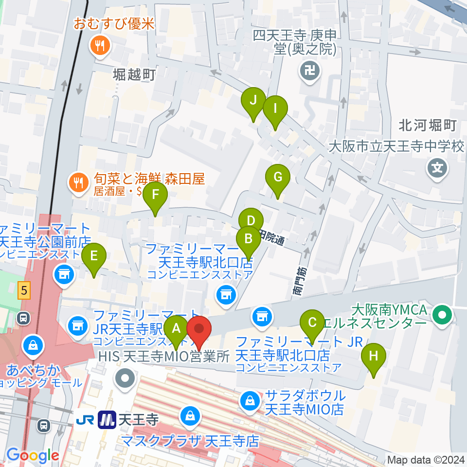 Divaluxe天王寺校周辺のホテル一覧地図