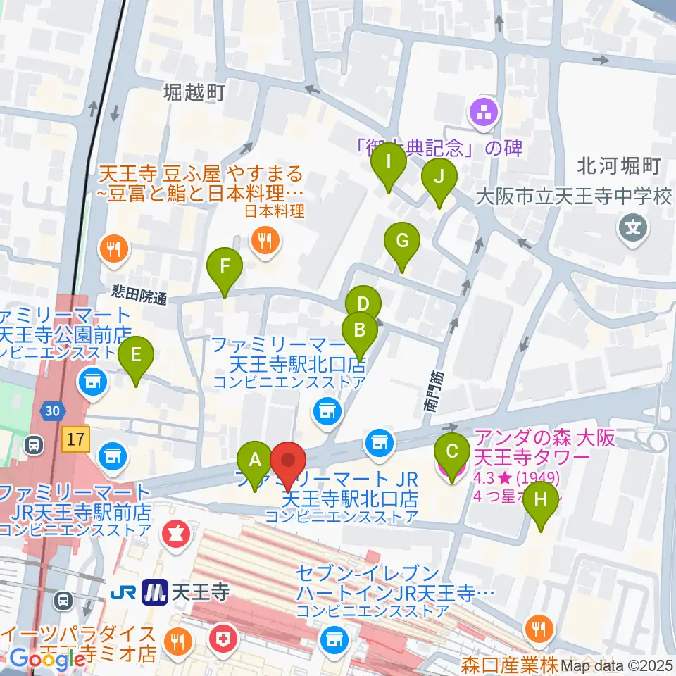 Divaluxe天王寺校周辺のホテル一覧地図