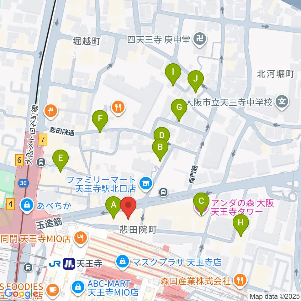 Divaluxe天王寺校周辺のホテル一覧地図