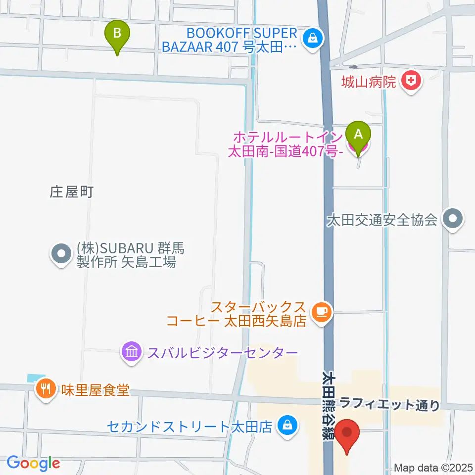 鈴木楽器 太田南支店周辺のホテル一覧地図