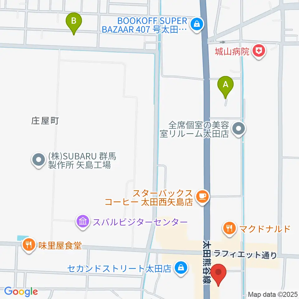 鈴木楽器 太田南支店周辺のホテル一覧地図