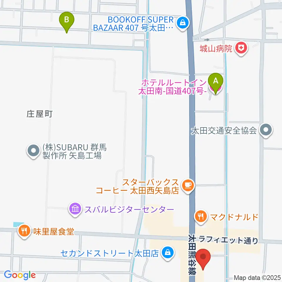 鈴木楽器 太田南支店周辺のホテル一覧地図