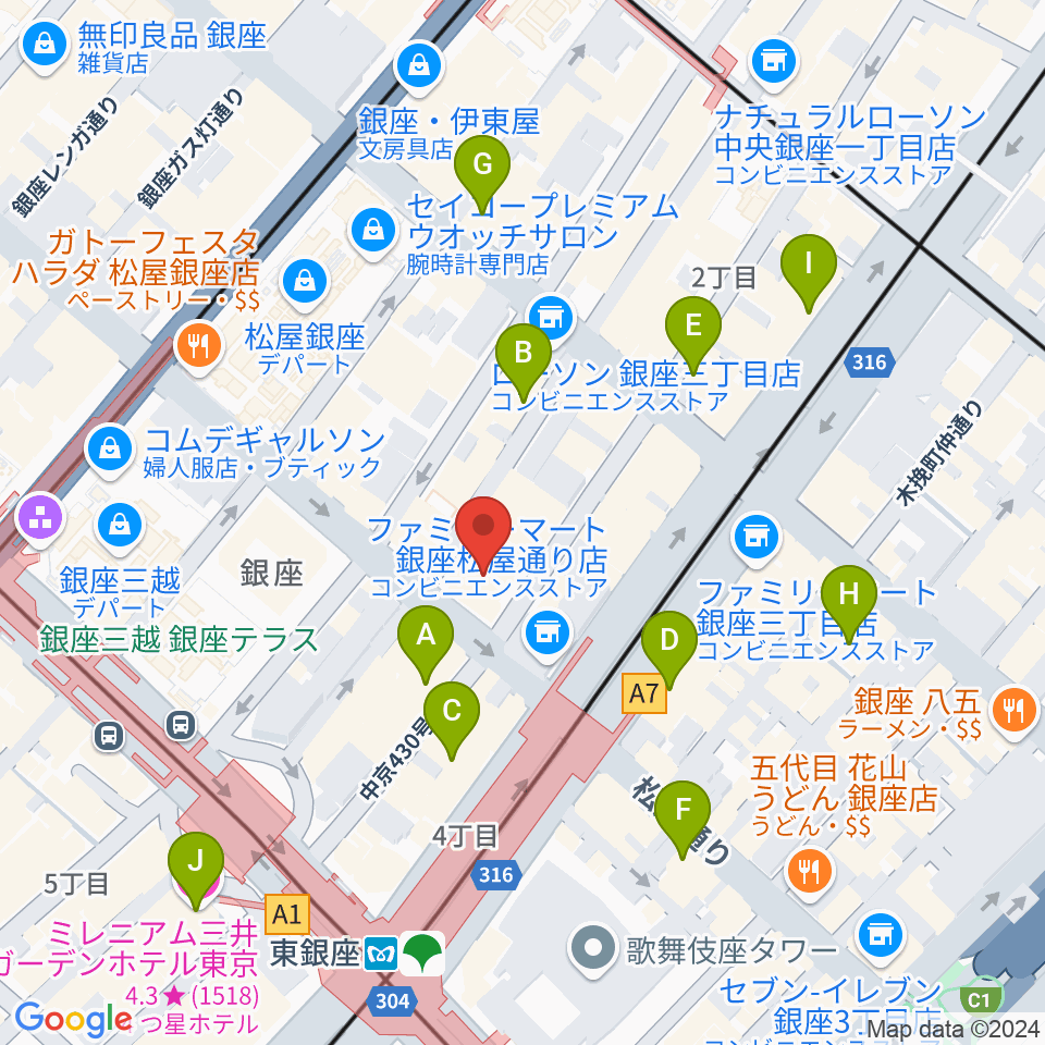 銀座フェニックスプラザ周辺のホテル一覧地図