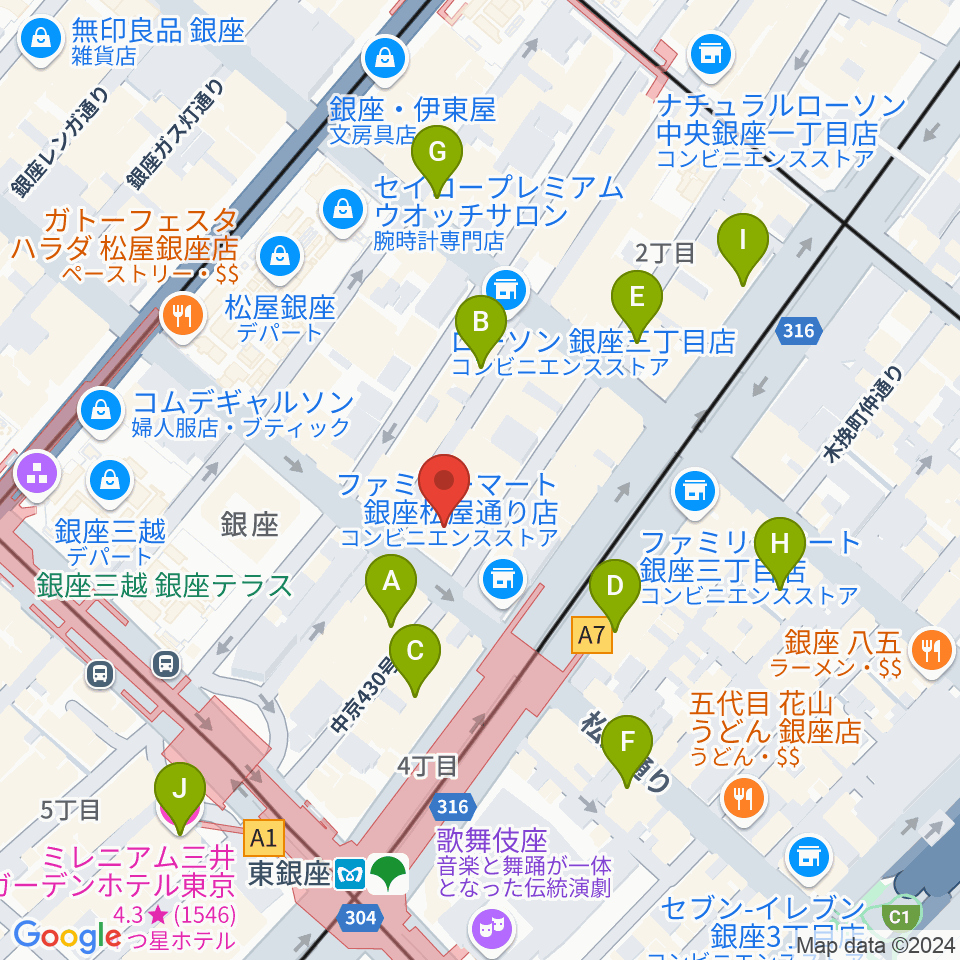 銀座フェニックスプラザ周辺のホテル一覧地図