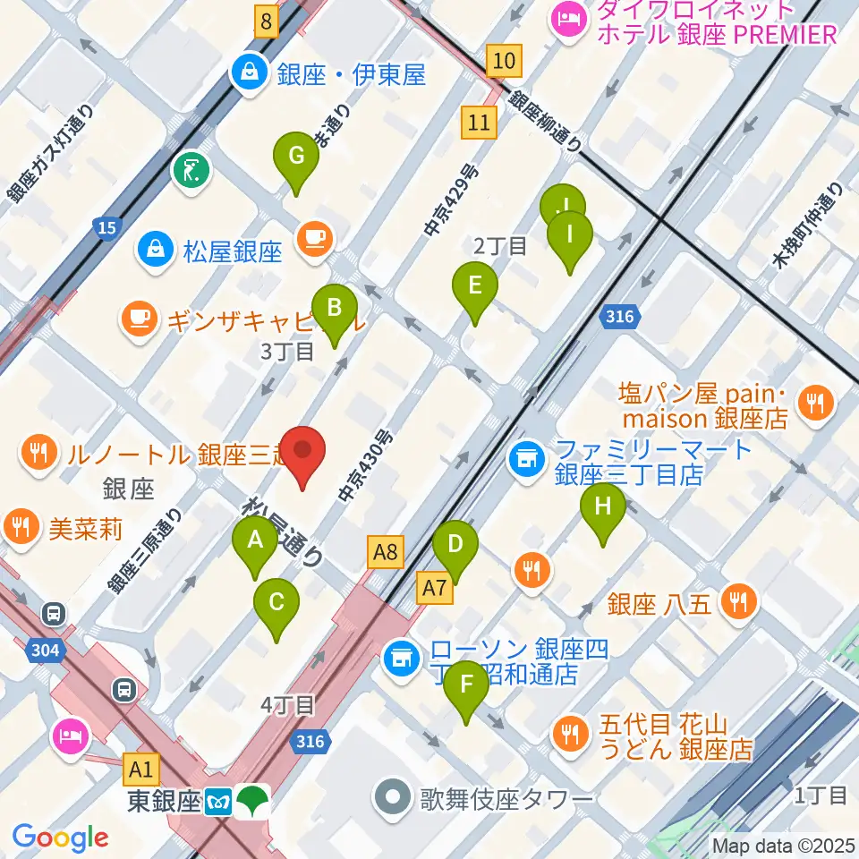 銀座フェニックスプラザ周辺のホテル一覧地図