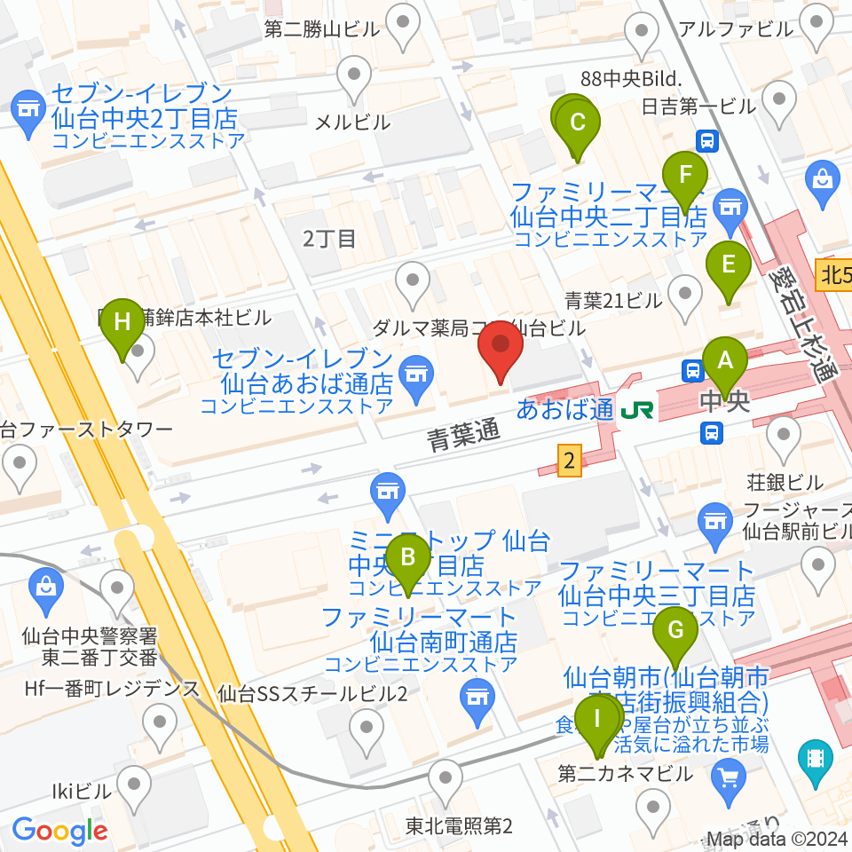 昭和音楽大学附属音楽教室 仙台校周辺のホテル一覧地図