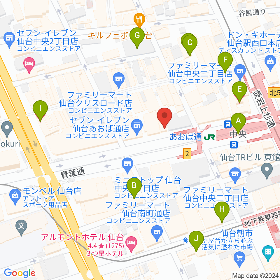 昭和音楽大学附属音楽教室 仙台校周辺のホテル一覧地図