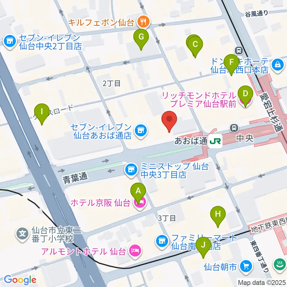昭和音楽大学附属音楽教室 仙台校周辺のホテル一覧地図