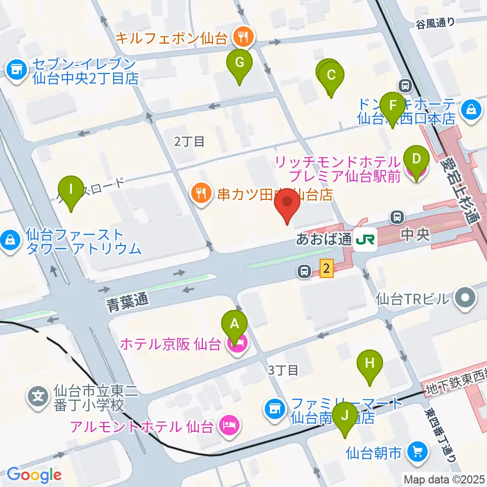 昭和音楽大学附属音楽教室 仙台校周辺のホテル一覧地図