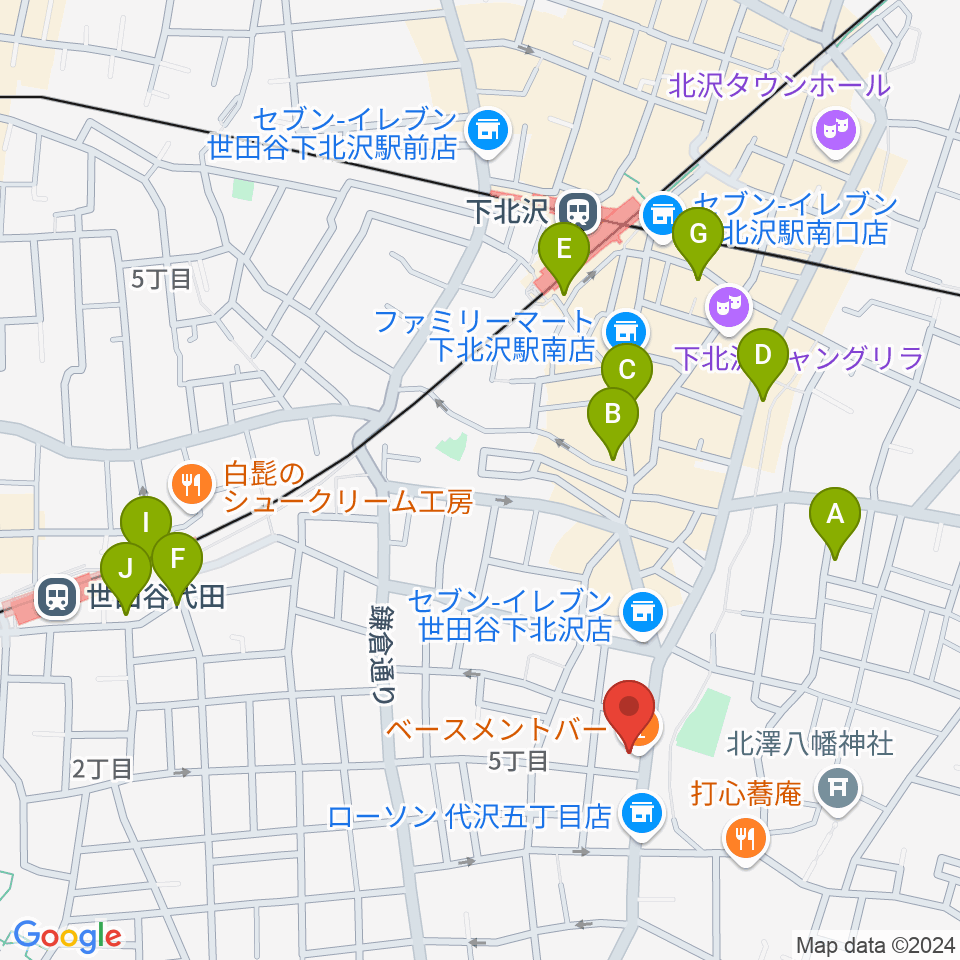 下北沢BASEMENT BAR周辺のホテル一覧地図