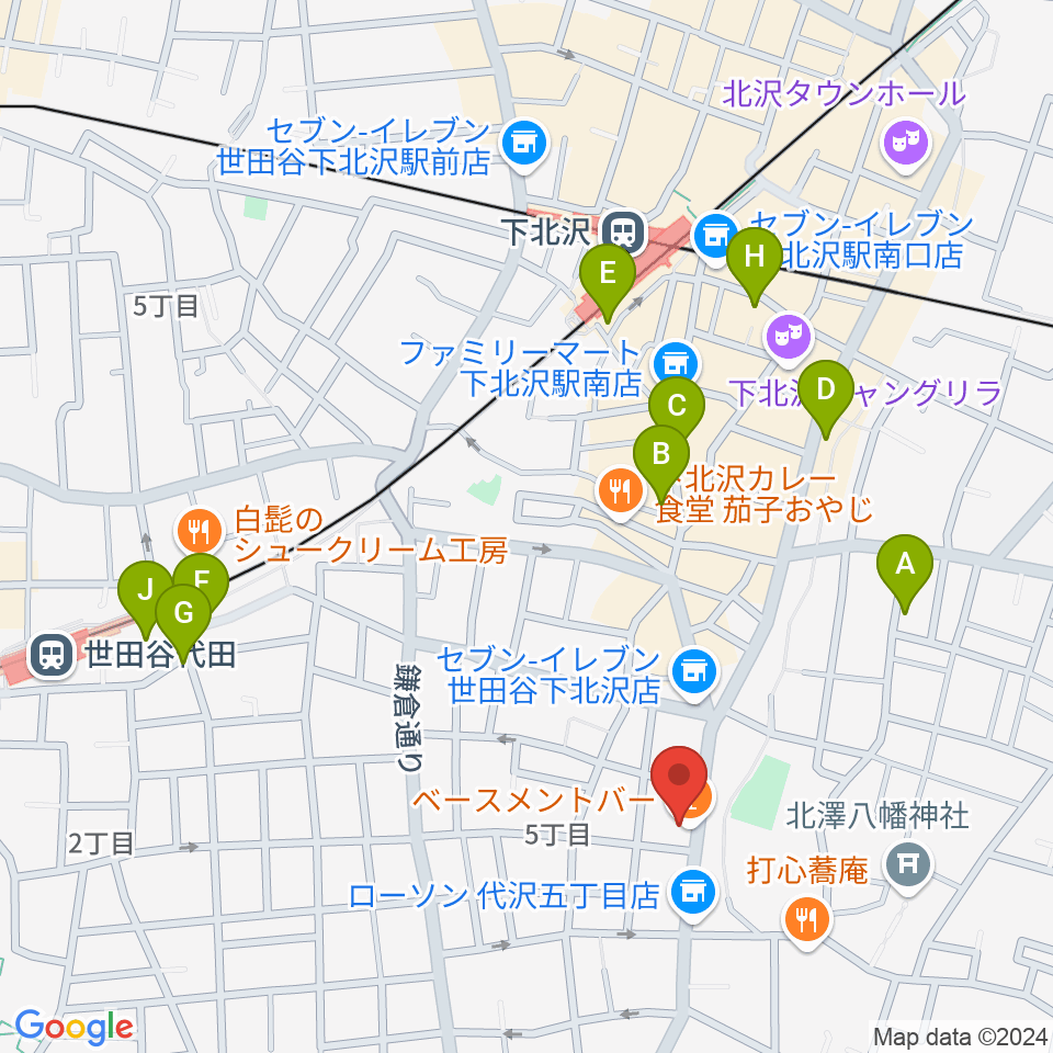 下北沢BASEMENT BAR周辺のホテル一覧地図