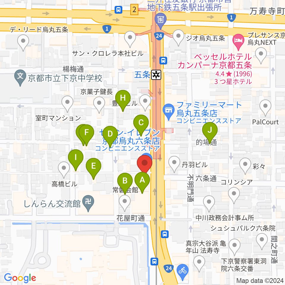 京都 カノン音楽院周辺のホテル一覧地図