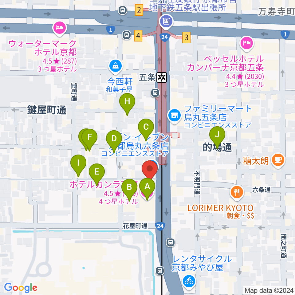 京都 カノン音楽院周辺のホテル一覧地図