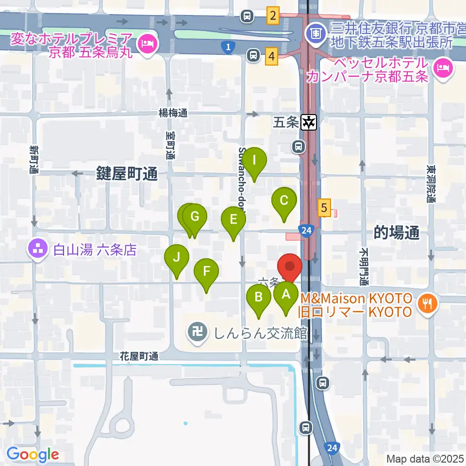 京都 カノン音楽院周辺のホテル一覧地図