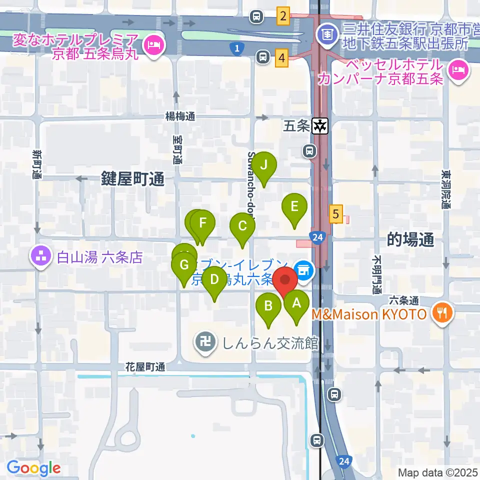 京都 カノン音楽院周辺のホテル一覧地図