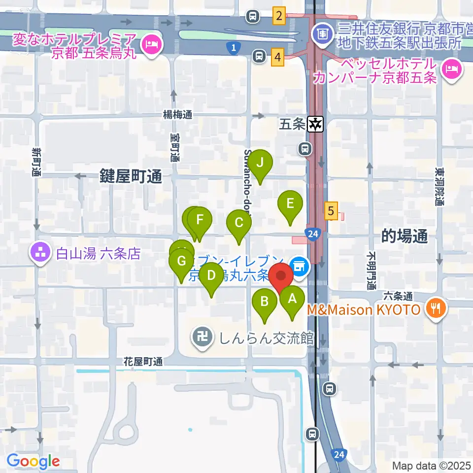 京都 カノン音楽院周辺のホテル一覧地図