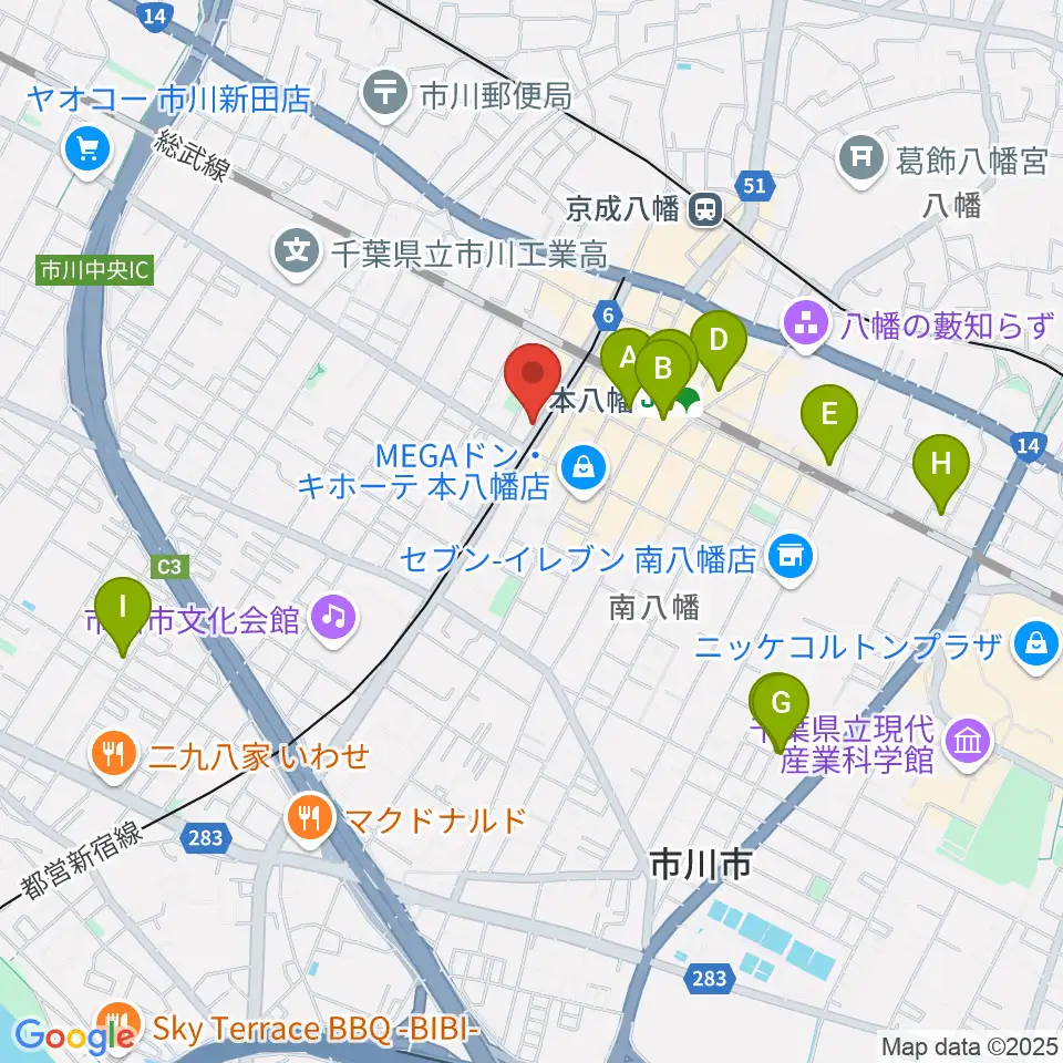 カノン音楽教室 本八幡校周辺のホテル一覧地図