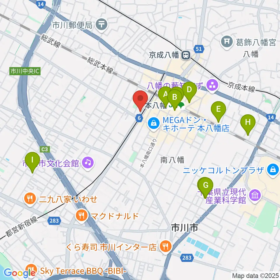 カノン音楽教室 本八幡校周辺のホテル一覧地図