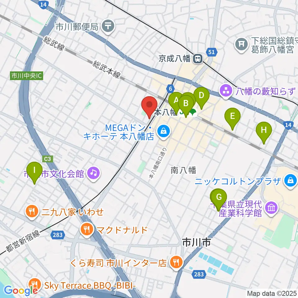 カノン音楽教室 本八幡校周辺のホテル一覧地図