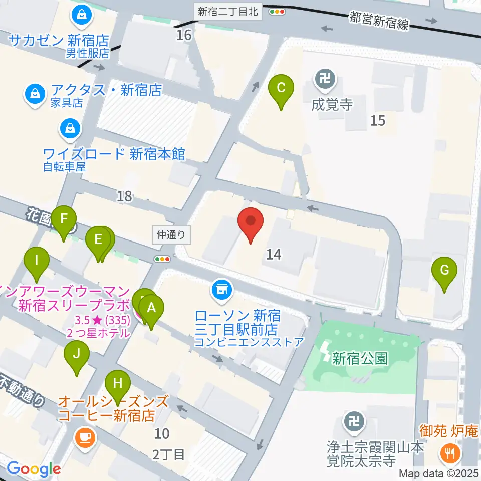 音楽練習場オトレン周辺のホテル一覧地図