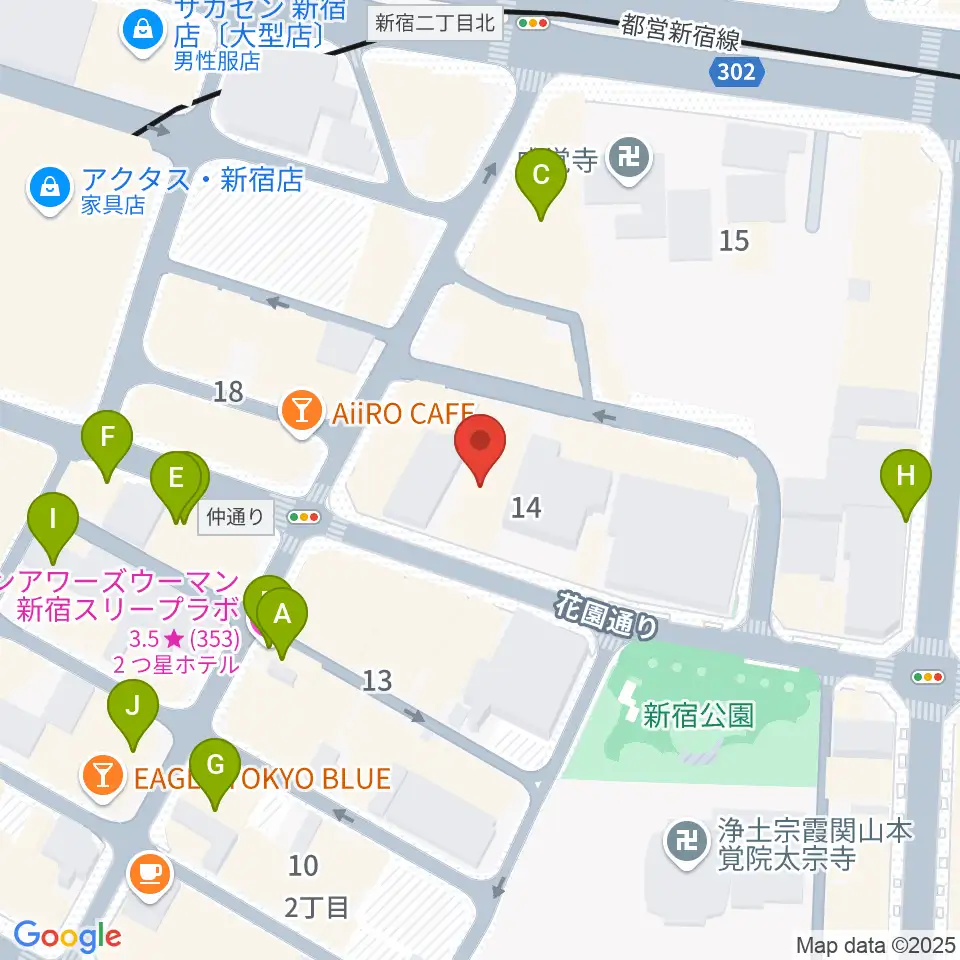 音楽練習場オトレン周辺のホテル一覧地図