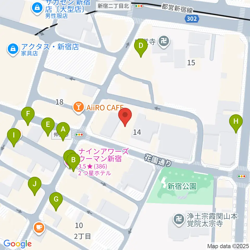 音楽練習場オトレン周辺のホテル一覧地図