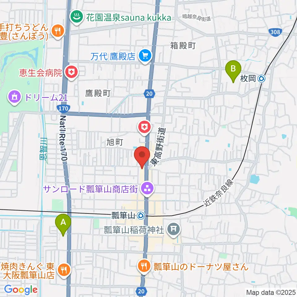 小阪楽器店 瓢箪山センター周辺のホテル一覧地図