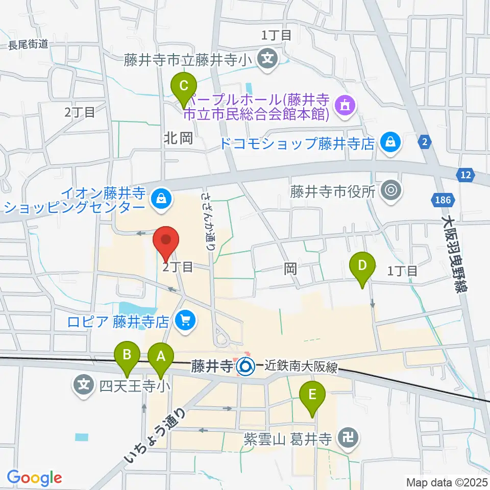 小阪楽器店 藤井寺センター周辺のホテル一覧地図