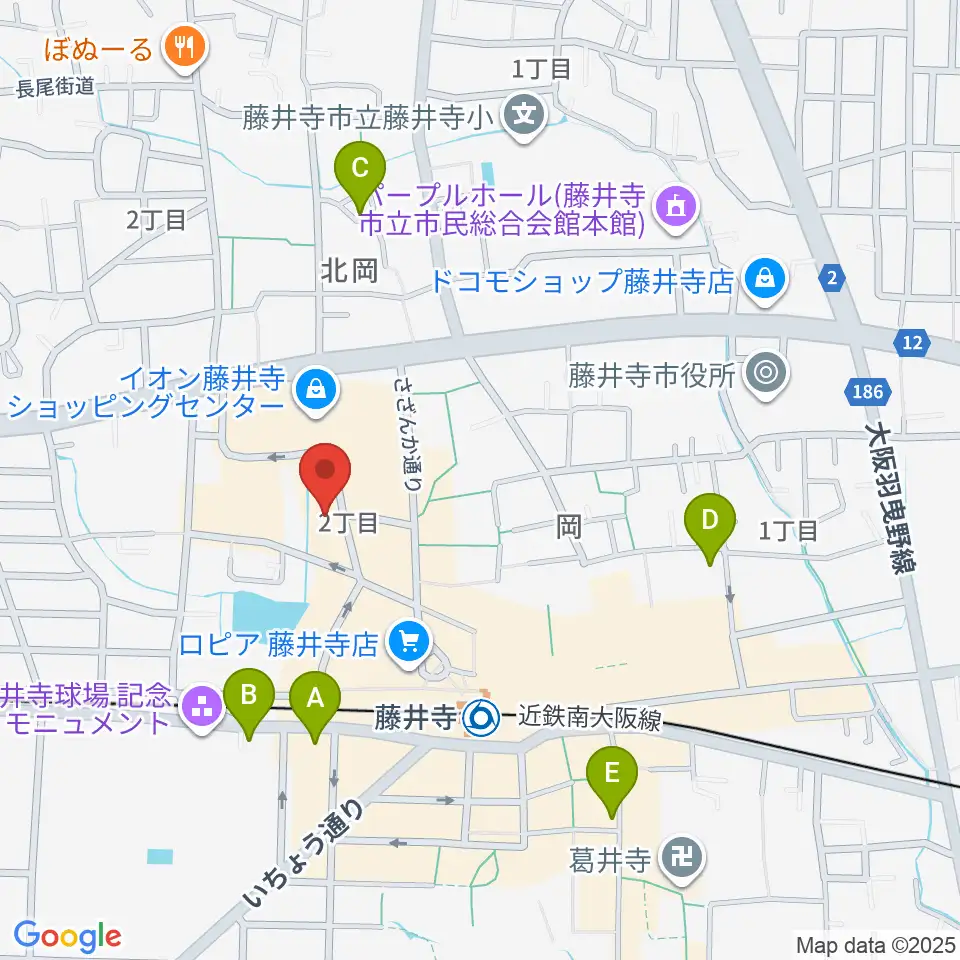 小阪楽器店 藤井寺センター周辺のホテル一覧地図