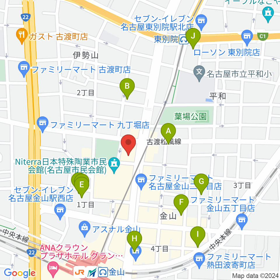 名古屋市音楽プラザ周辺のホテル一覧地図