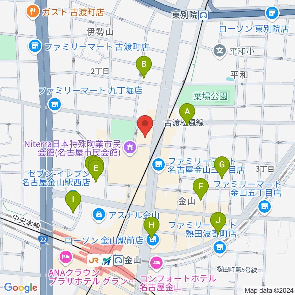 名古屋市音楽プラザ周辺のホテル一覧地図