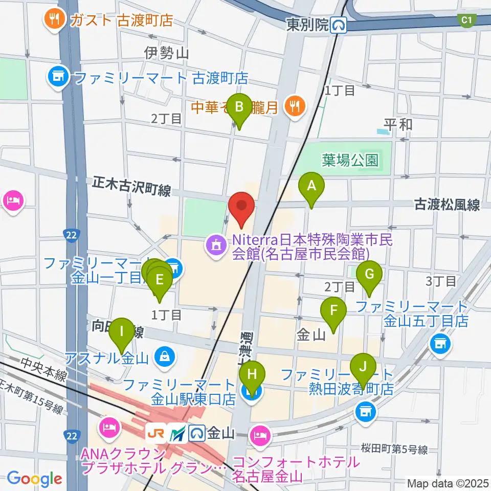 名古屋市音楽プラザ周辺のホテル一覧地図