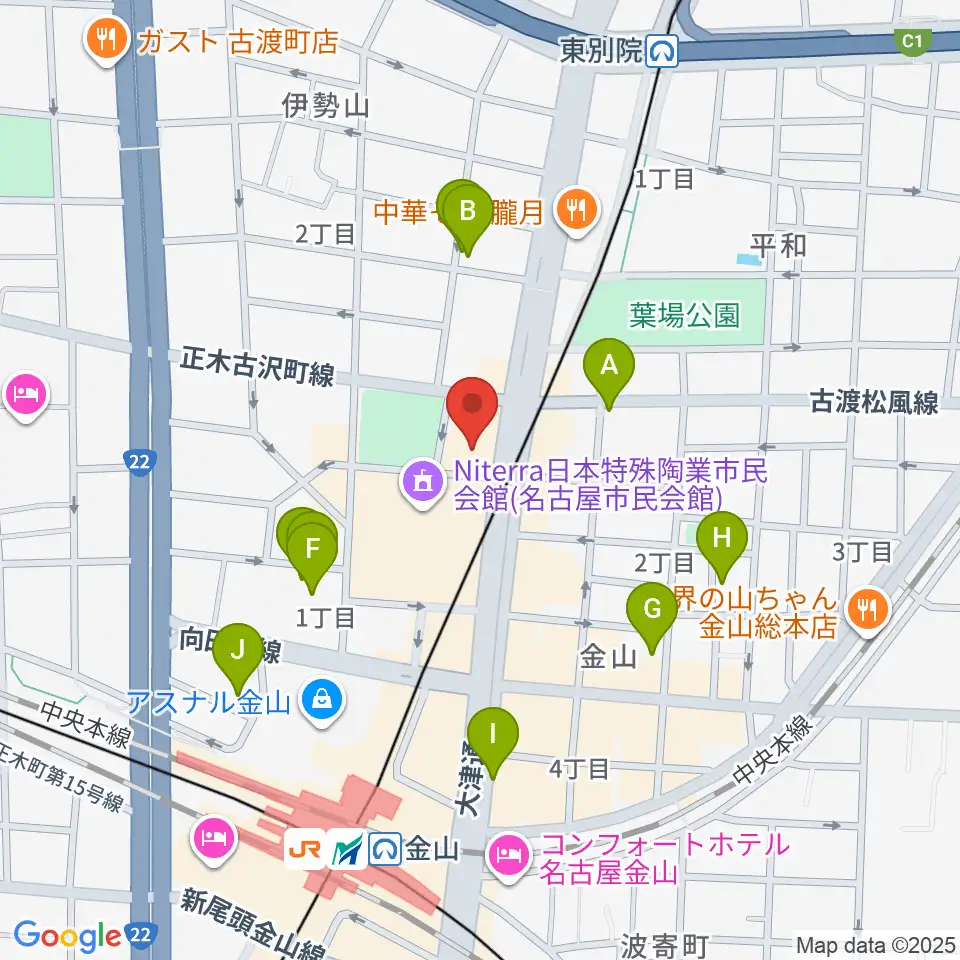 名古屋市音楽プラザ周辺のホテル一覧地図
