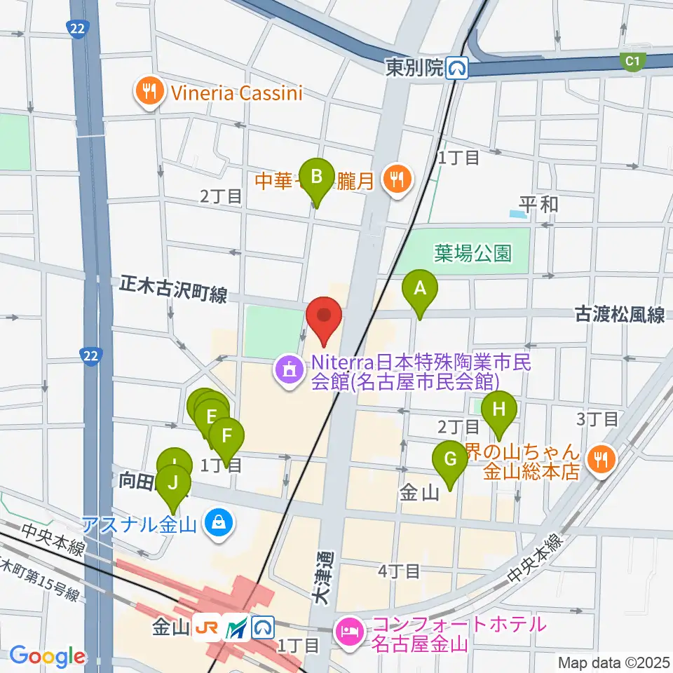 名古屋市音楽プラザ周辺のホテル一覧地図