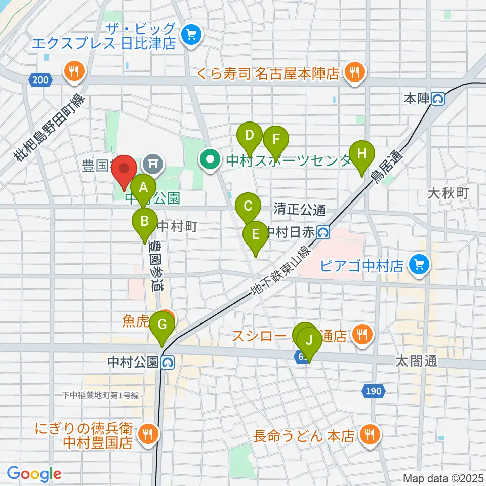 中村文化小劇場周辺のホテル一覧地図