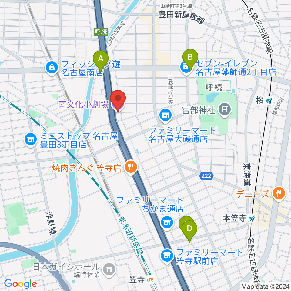 南文化小劇場周辺のホテル一覧地図