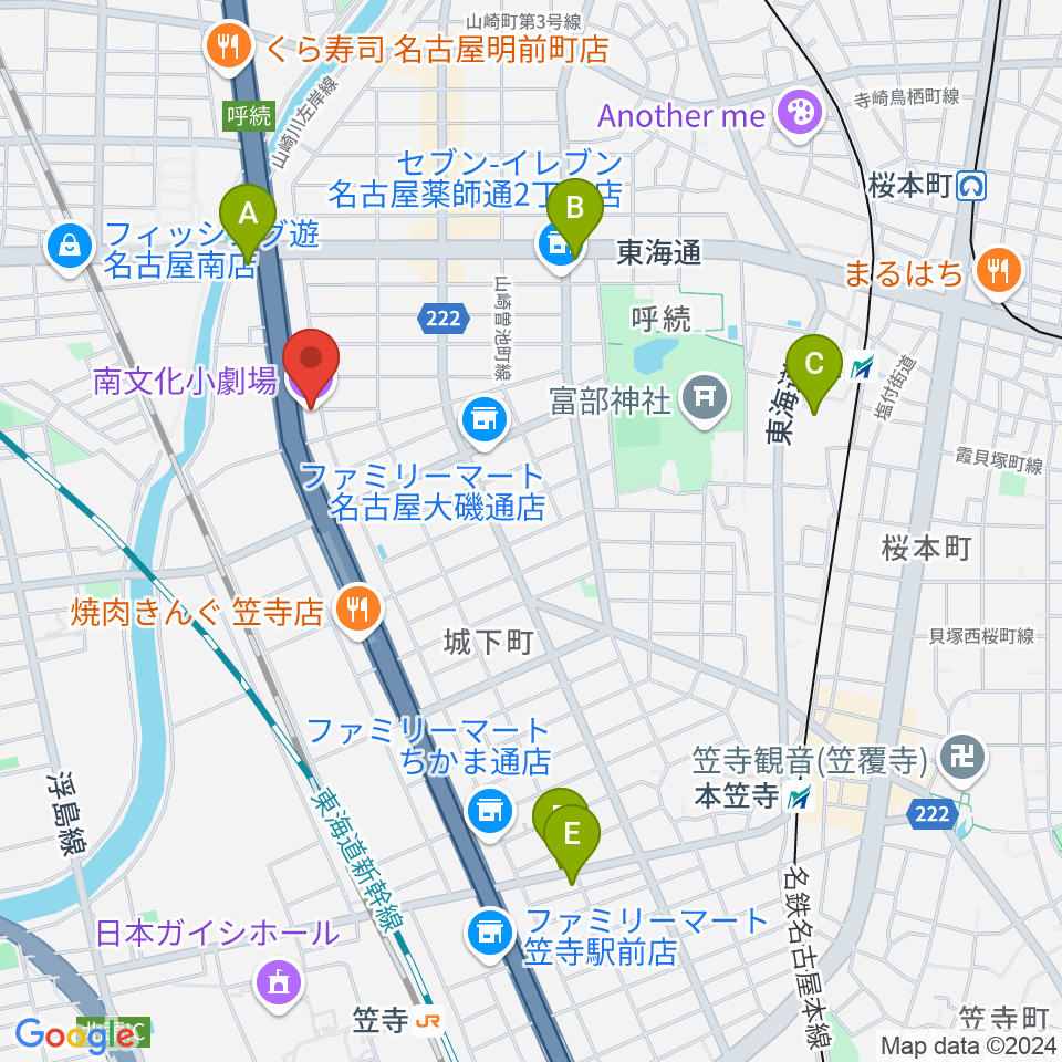 南文化小劇場周辺のホテル一覧地図