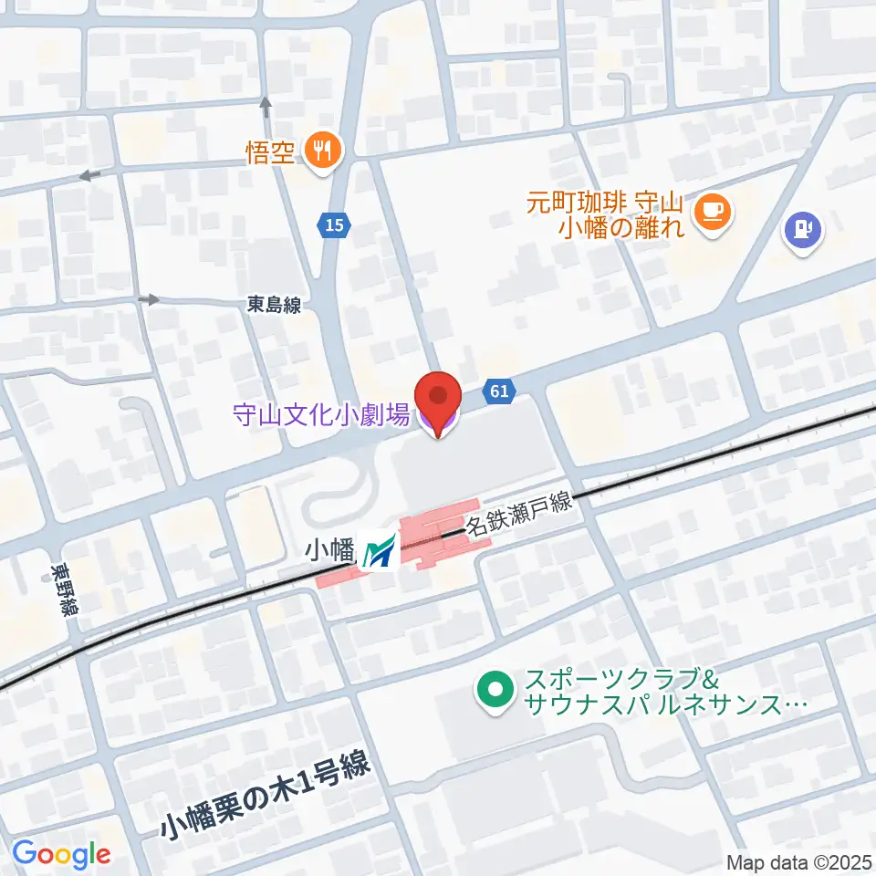 守山文化小劇場周辺のホテル一覧地図
