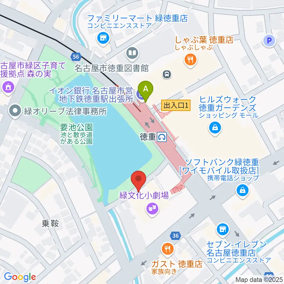緑文化小劇場周辺のホテル一覧地図