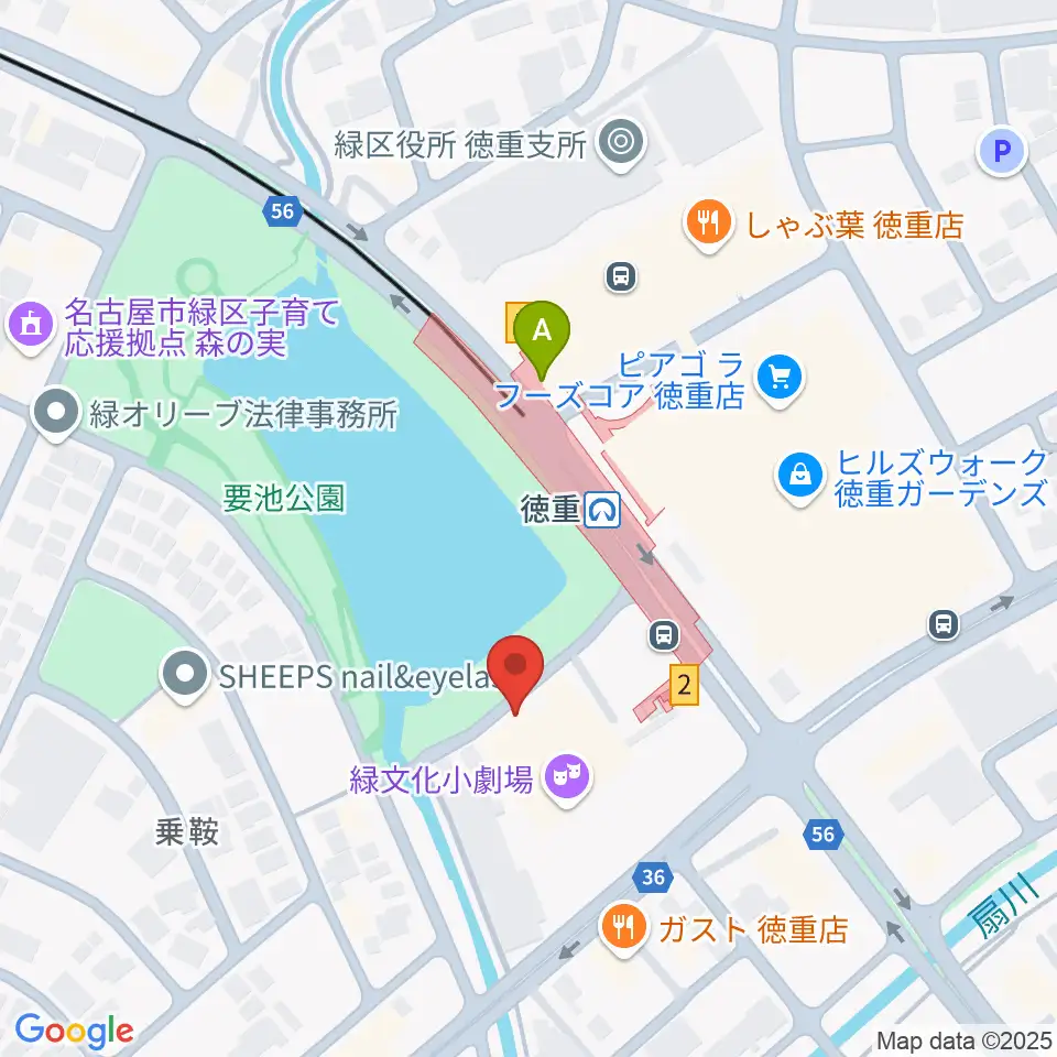 緑文化小劇場周辺のホテル一覧地図