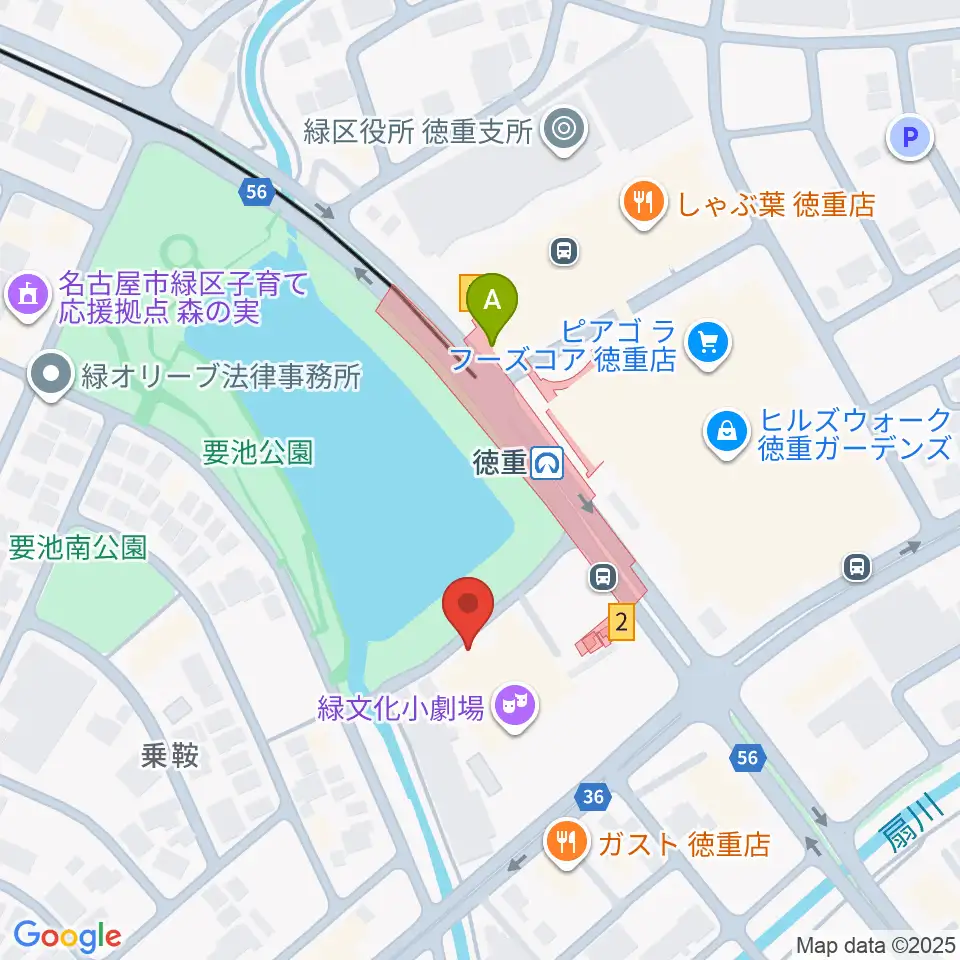 緑文化小劇場周辺のホテル一覧地図