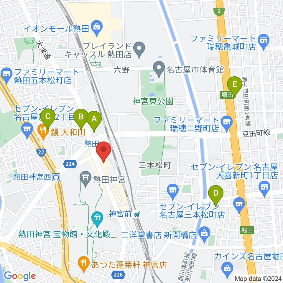 熱田文化小劇場周辺のホテル一覧地図