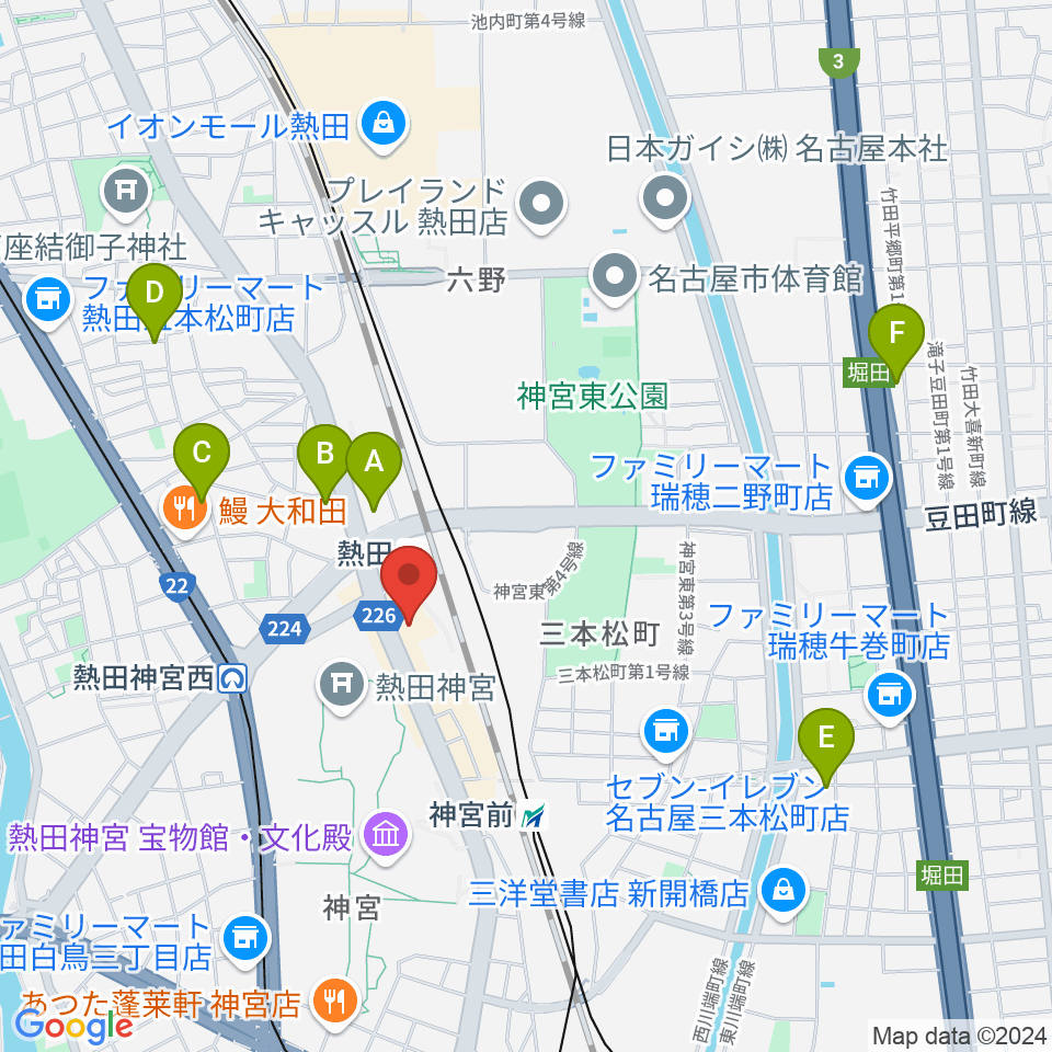 熱田文化小劇場周辺のホテル一覧地図