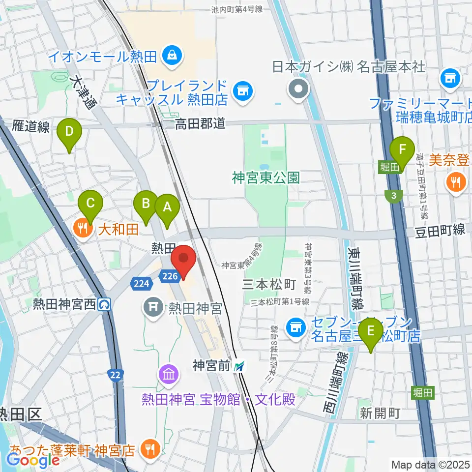 熱田文化小劇場周辺のホテル一覧地図