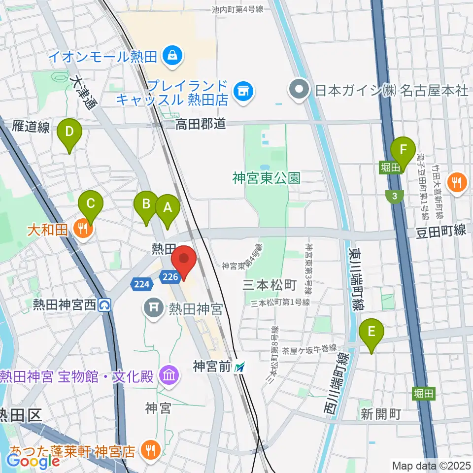 熱田文化小劇場周辺のホテル一覧地図